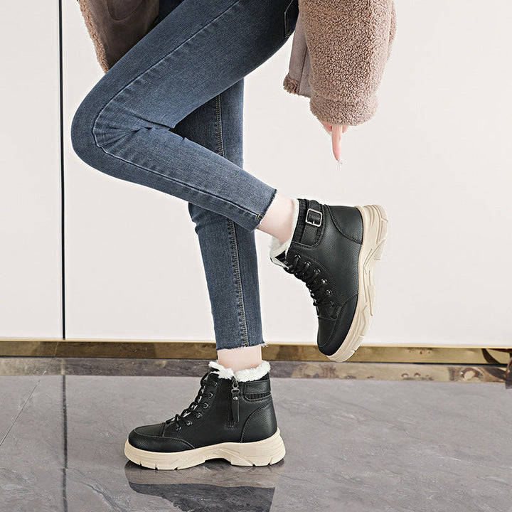 Baskets montantes d'hiver pour femmes avec doublure en polaire douce