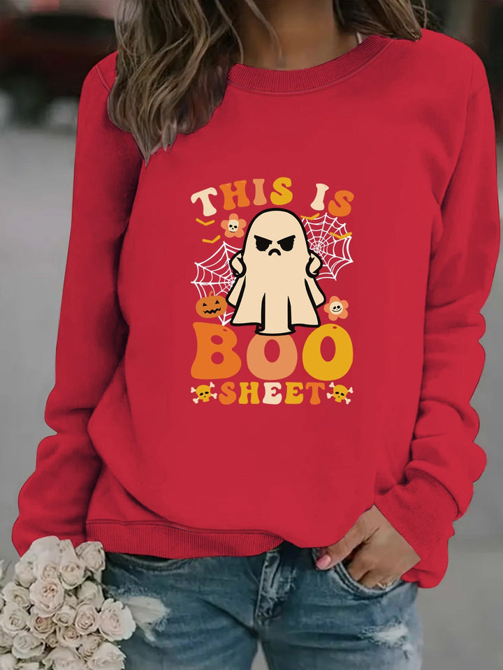 Sweatshirt pour femmes avec impression de fantôme automnal et coupe décontractée