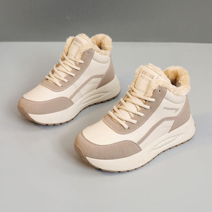 Baskets montantes sportives pour femmes avec doublure en polaire chaude et semelle antidérapante