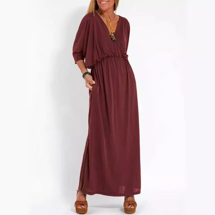 Robe maxi élégante pour femmes avec fente latérale et taille élastique