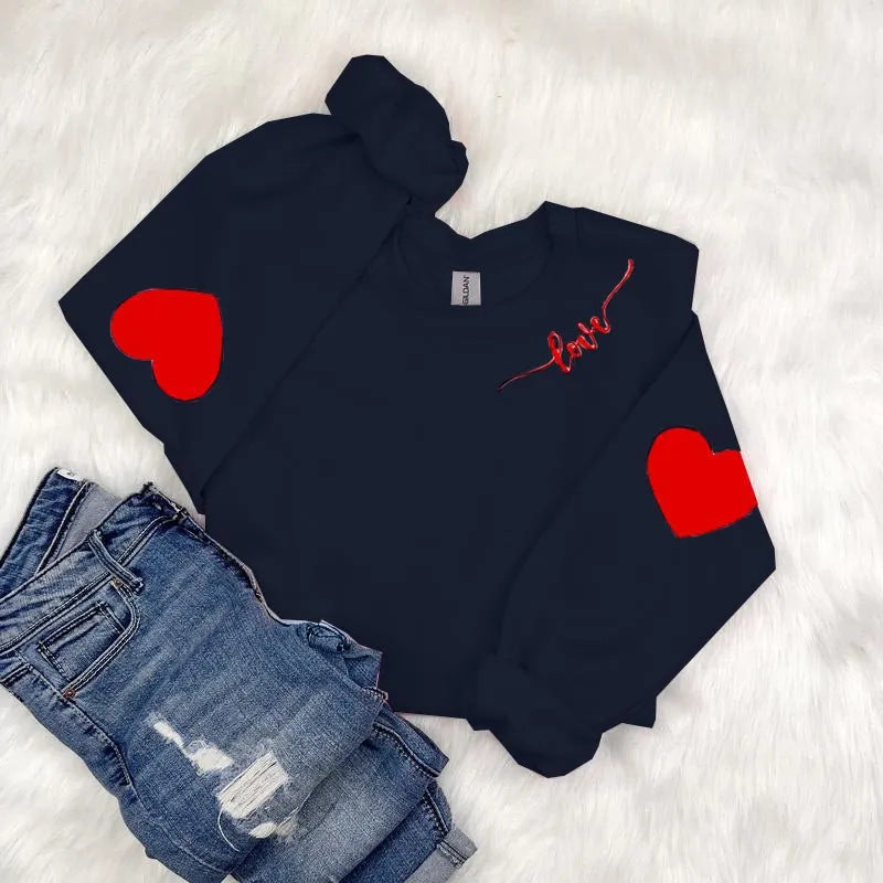 Sweat-shirt pour femmes avec design de cœurs et coupe décontractée