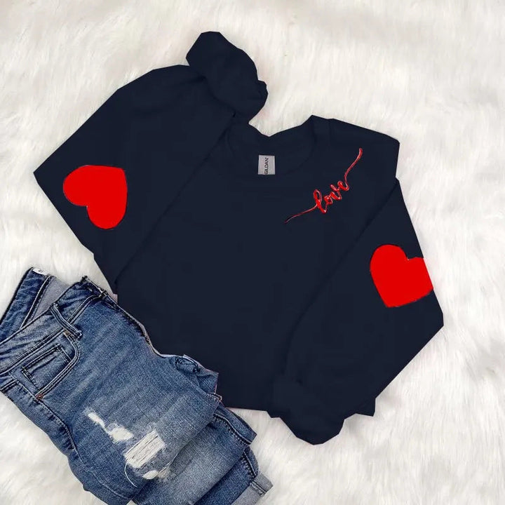 Sweat-shirt pour femmes avec design de cœurs et coupe décontractée