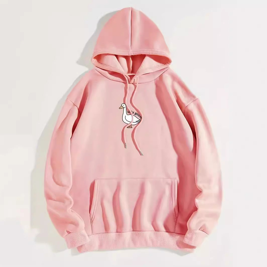 Sweat à capuche pour femmes avec un motif de canard créatif et intérieur en molleton doux