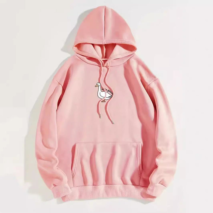 Sweat à capuche pour femmes avec un motif de canard créatif et intérieur en molleton doux