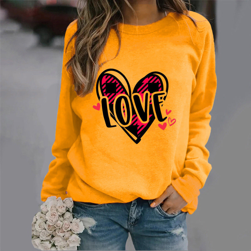 Sweatshirt femme avec design de cœur créatif et coupe décontractée