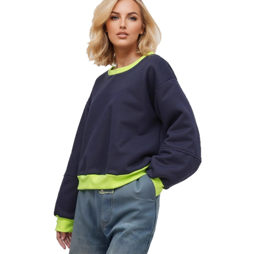 Sweat-shirt décontracté pour femmes avec des poignets contrastés et une coupe moderne