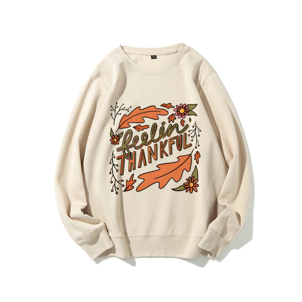 Sweatshirt pour femmes avec motif automnal coloré et inscription inspirante