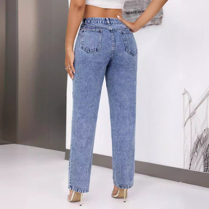 Jeans taille haute pour femmes avec jambe évasée