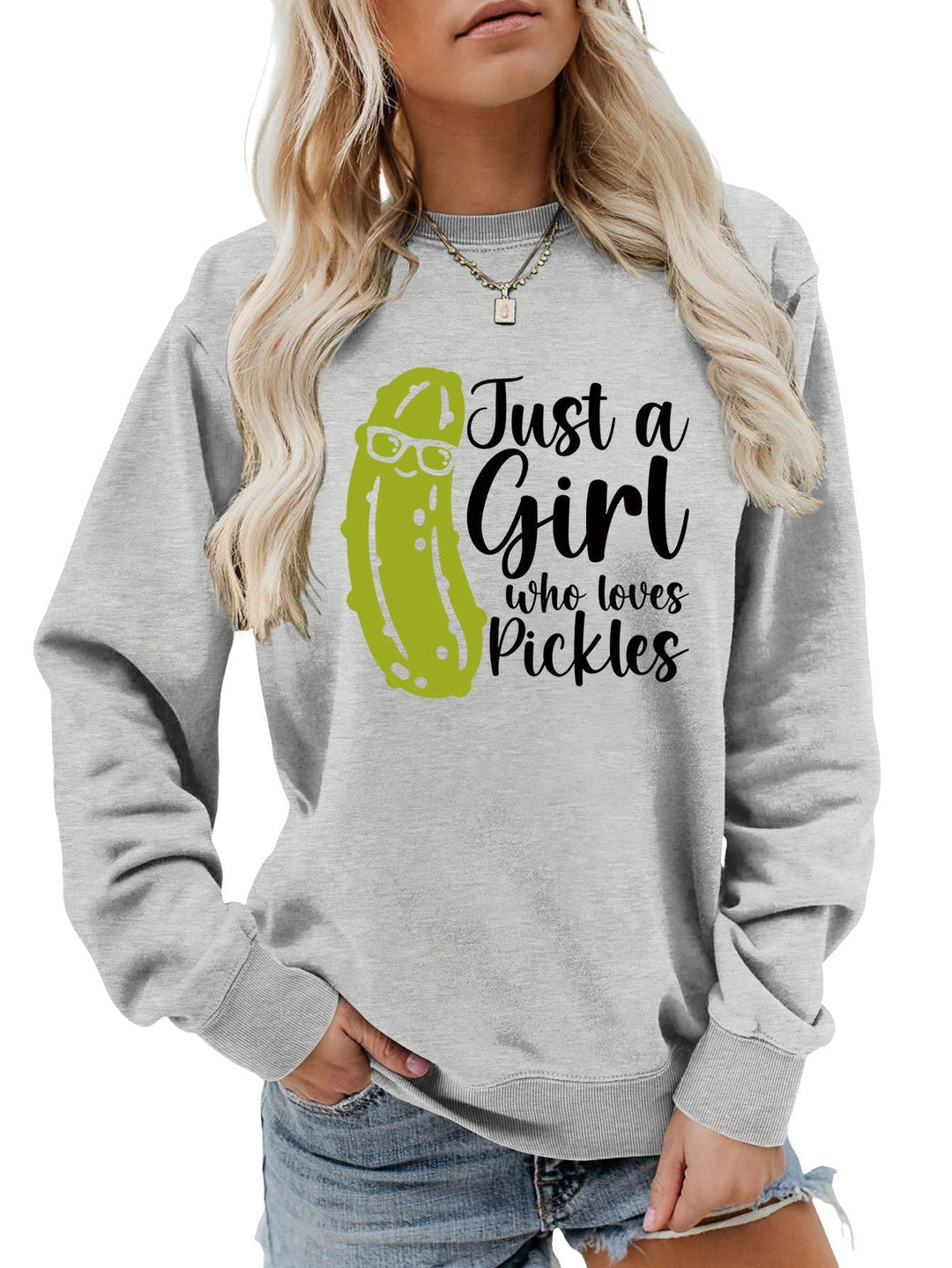 Sweatshirt pour femmes avec un motif de concombre humoristique et une coupe décontractée