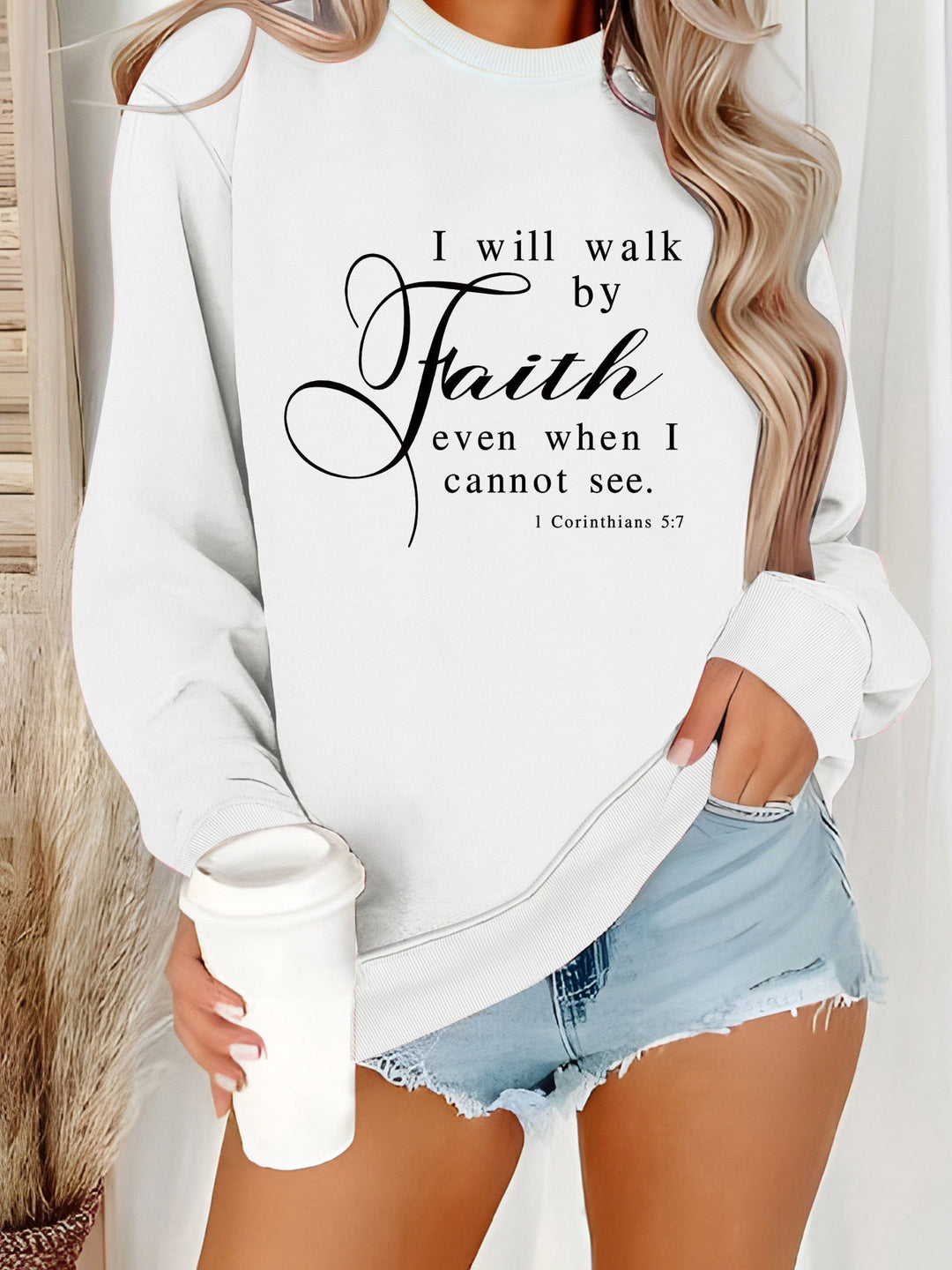 Sweat-shirt pour femmes avec inscription inspirante et matériau doux