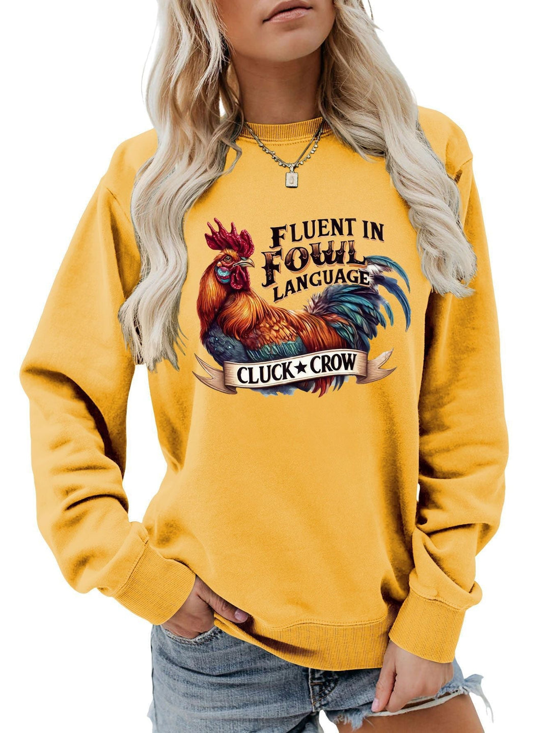 Sweatshirt pour femmes avec un motif humoristique de poulet et une coupe confortable