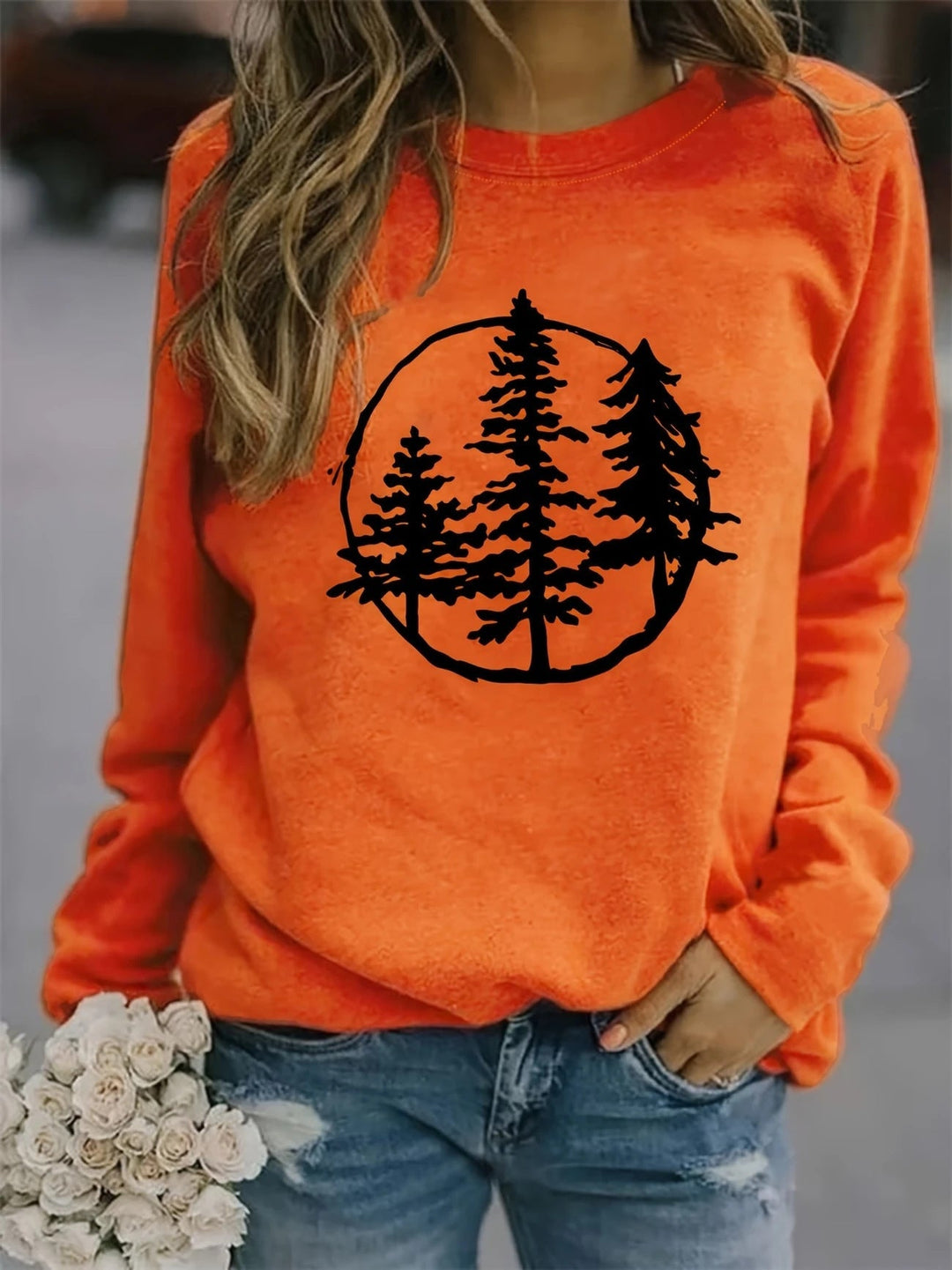 Sweatshirt pour femmes avec un motif nature cool et une coupe décontractée