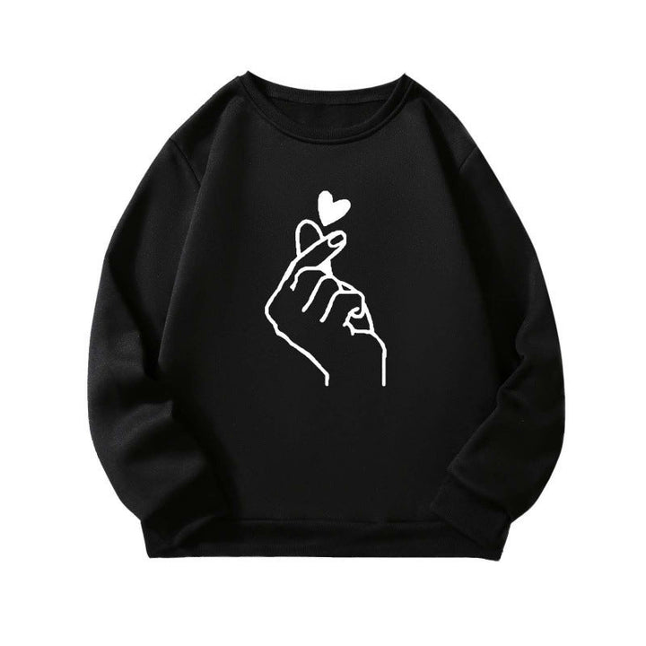 Sweatshirt pour femmes avec motif créatif de signe de main et doublure douce