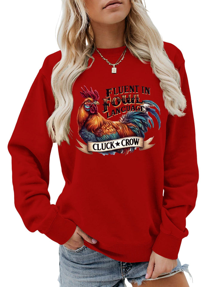 Sweatshirt pour femmes avec un motif humoristique de poulet et une coupe confortable