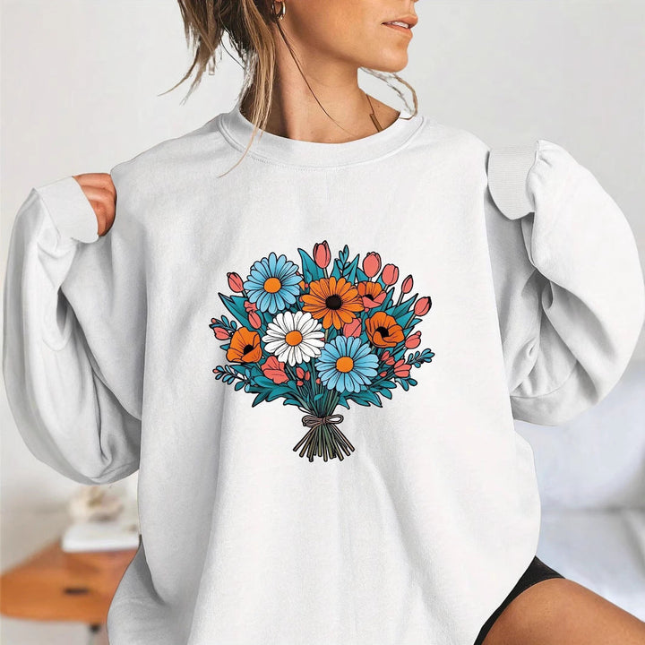 Sweatshirt Oversized Femme avec Détails Graphiques Floraux