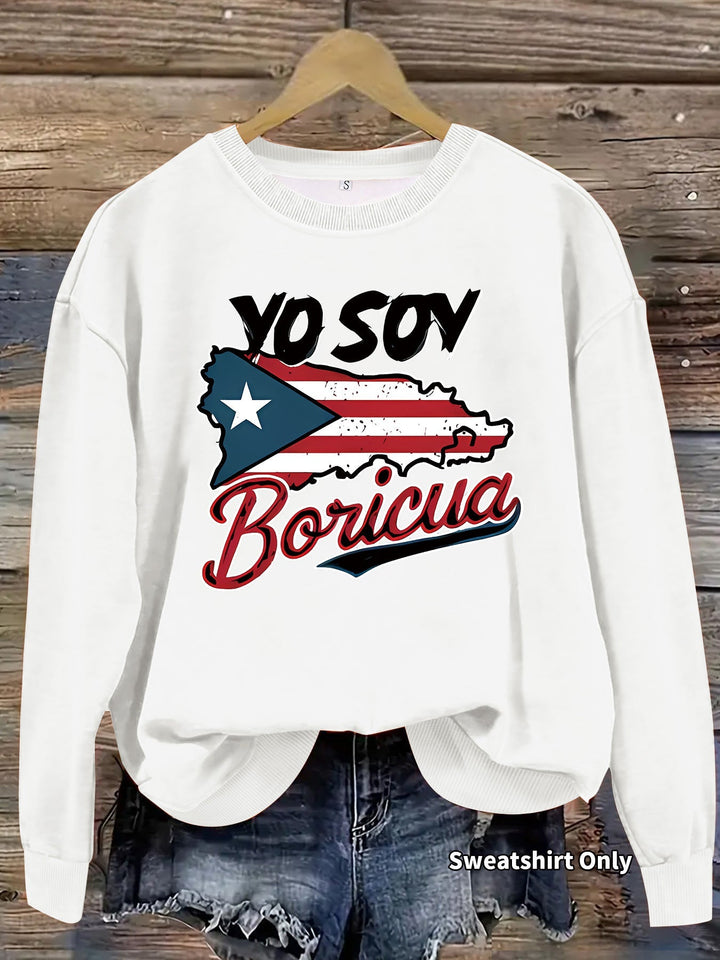Sweat-shirt pour femmes avec design créatif de Porto Rico et coupe décontractée