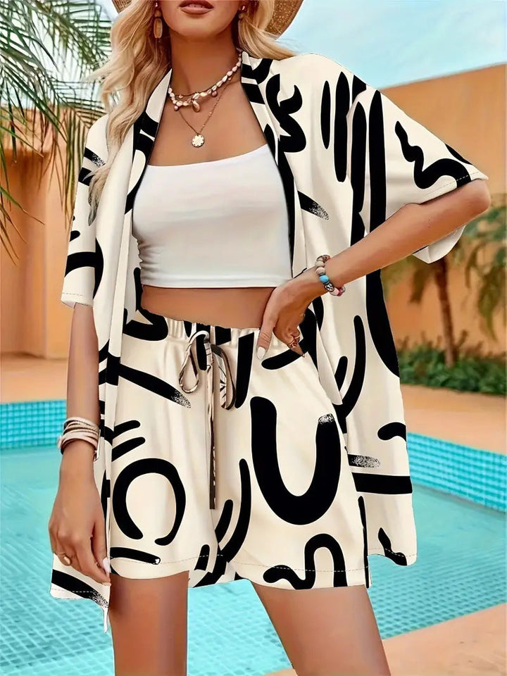 Hana | Ensemble Kimono Femme Short Imprimé Floral Été