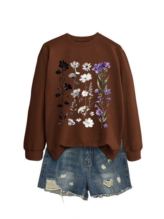 Sweat-shirt pour femmes avec design graphique floral et doublure douce