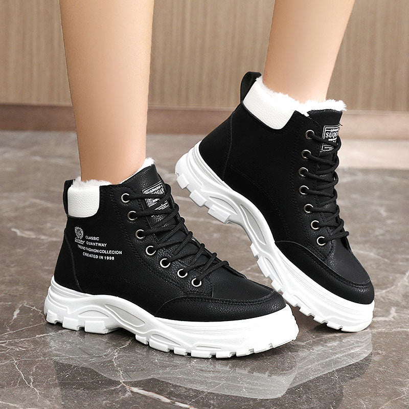 Bottes d'hiver pour femmes avec doublure en polaire douce et semelle robuste