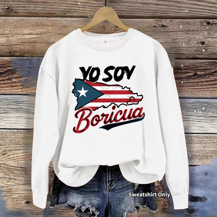Sweat-shirt pour femmes avec design créatif de Porto Rico et coupe décontractée