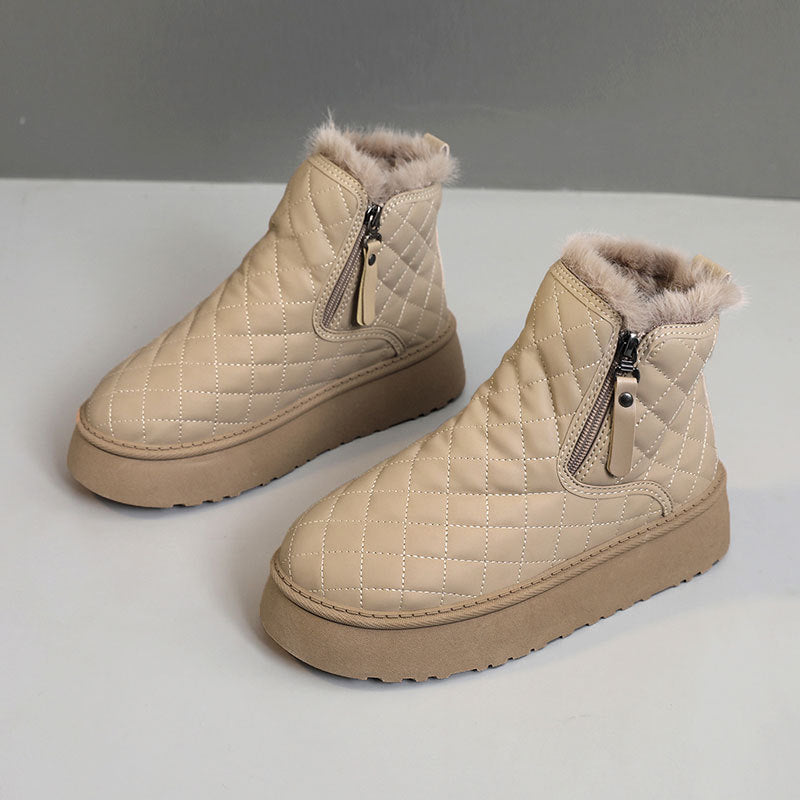 Bottines pour femmes avec doublure chaude et fermeture éclair innovante