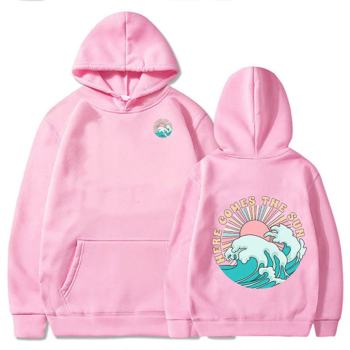 Sweat à capuche pour femmes avec motif de vagues artistiques et impression inspirante