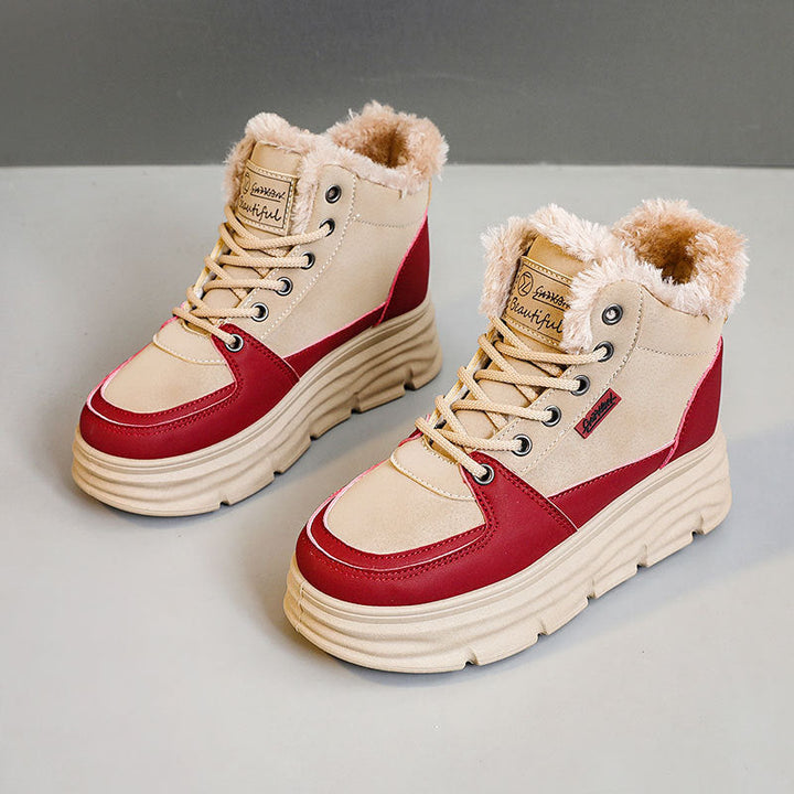 Baskets d'hiver pour femmes avec doublure douce et semelle plateforme tendance