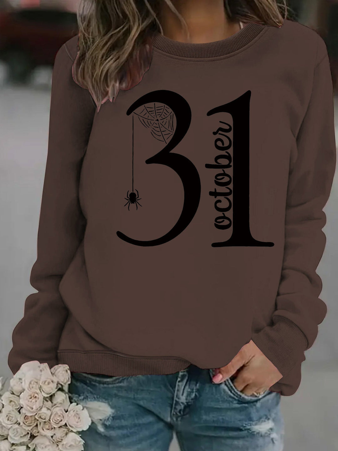 Sweatshirt pour femmes avec motif Halloween créatif et coupe confortable