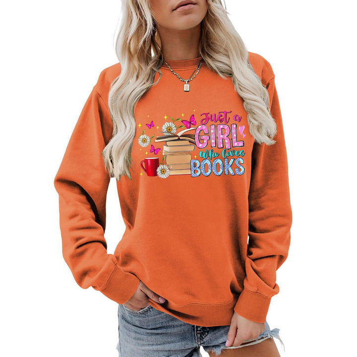 Sweatshirt pour femmes avec motif de livre accrocheur et coupe décontractée