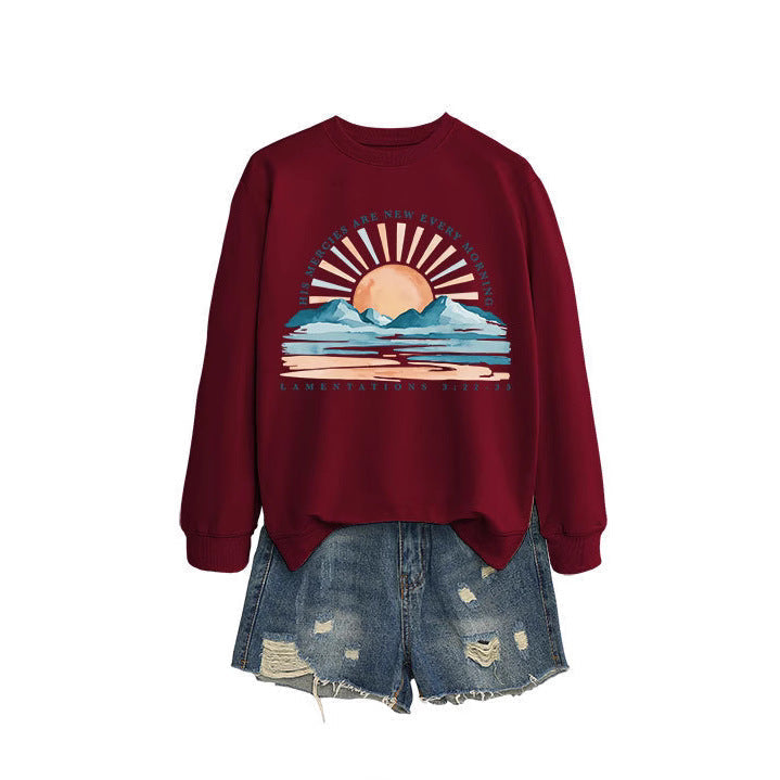 Sweat-shirt pour femmes avec un design inspirant de lever de soleil et une coupe décontractée