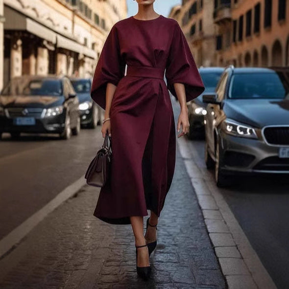 Elena - Robe midi avec ceinture et manches kimono
