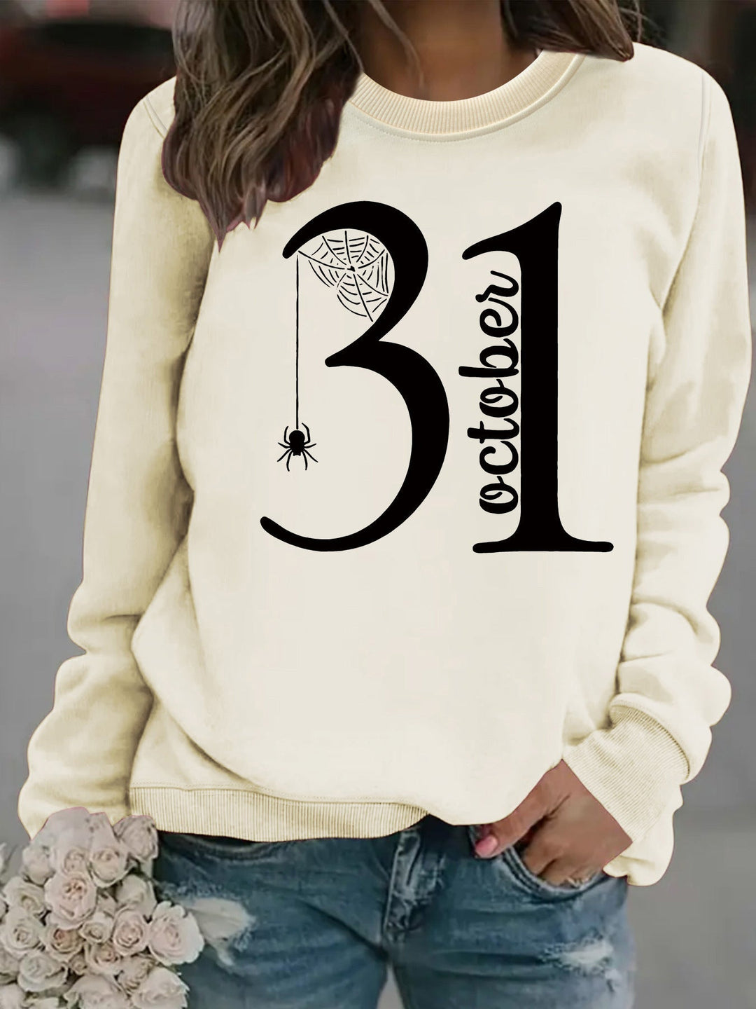 Sweatshirt pour femmes avec motif Halloween créatif et coupe confortable