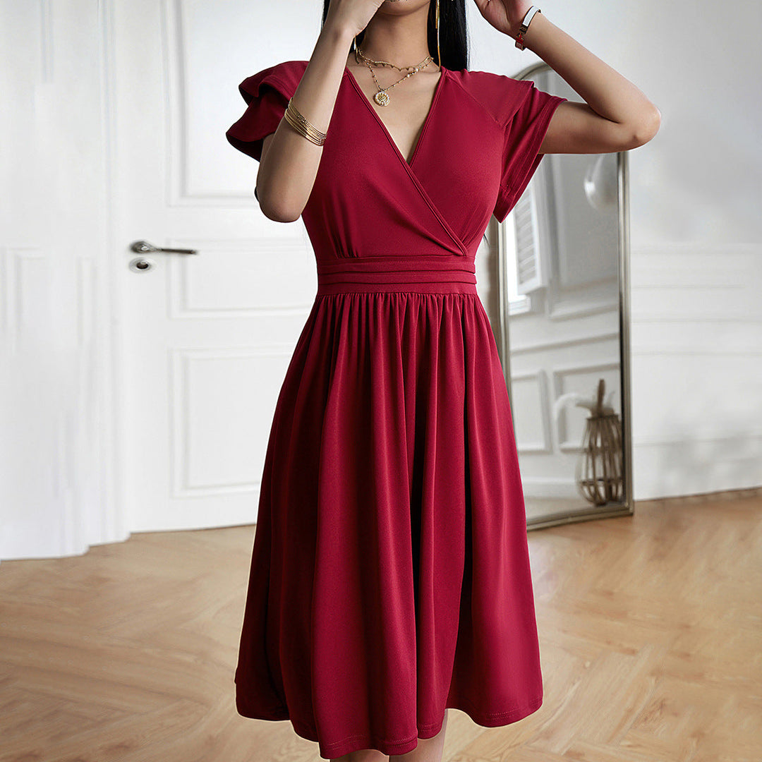Eleganza™ – Robe midi pour femmes avec décolleté en V pour des occasions élégantes