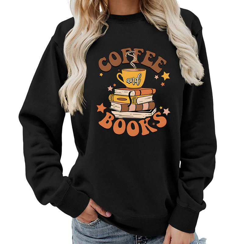Sweatshirt pour femmes avec design créatif de livre de café