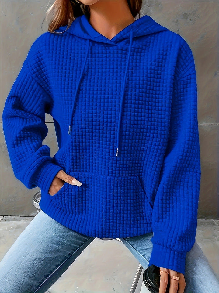 Sweat à capuche pour femmes en motif gaufré structuré avec poches latérales
