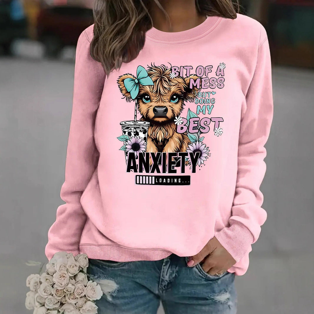 Sweatshirt pour femmes avec un design de chien créatif et une inscription inspirante