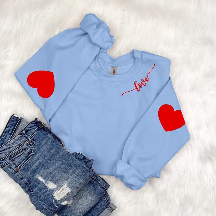 Sweat-shirt pour femmes avec design de cœurs et coupe décontractée