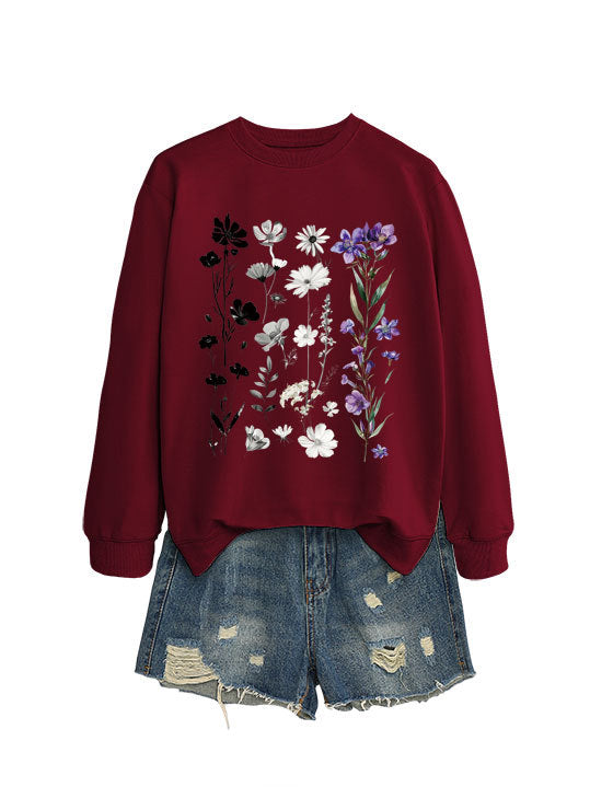 Sweat-shirt pour femmes avec design graphique floral et doublure douce