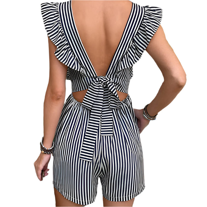 Kortney - Jumpsuit à manches cap volumineuses et décolleté en V élégant