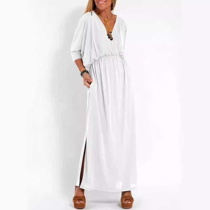 Robe maxi élégante pour femmes avec fente latérale et taille élastique