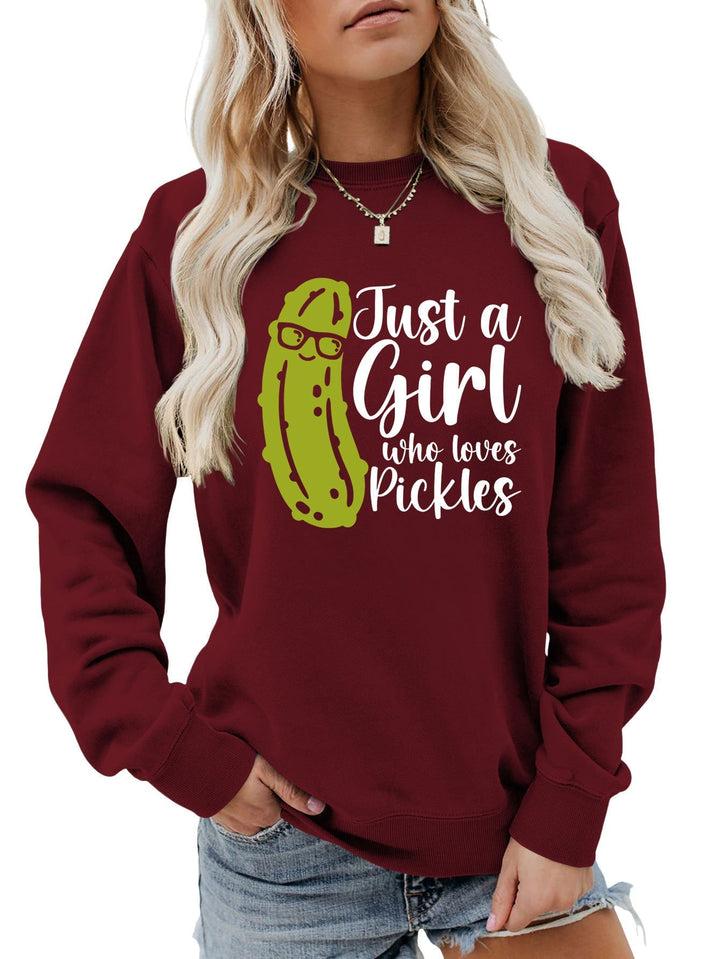 Sweatshirt pour femmes avec un motif de concombre humoristique et une coupe décontractée