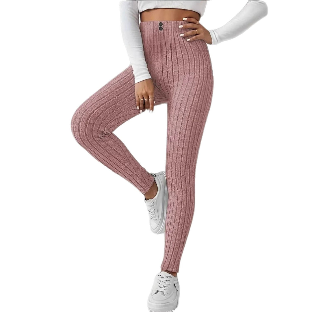 Leggings en maille côtelée taille haute pour femmes