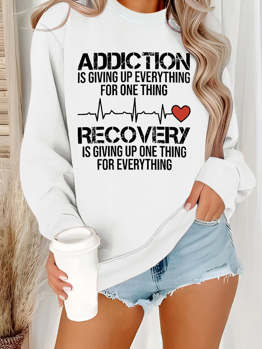 Sweatshirt pour femmes avec impression inspirante et coupe décontractée