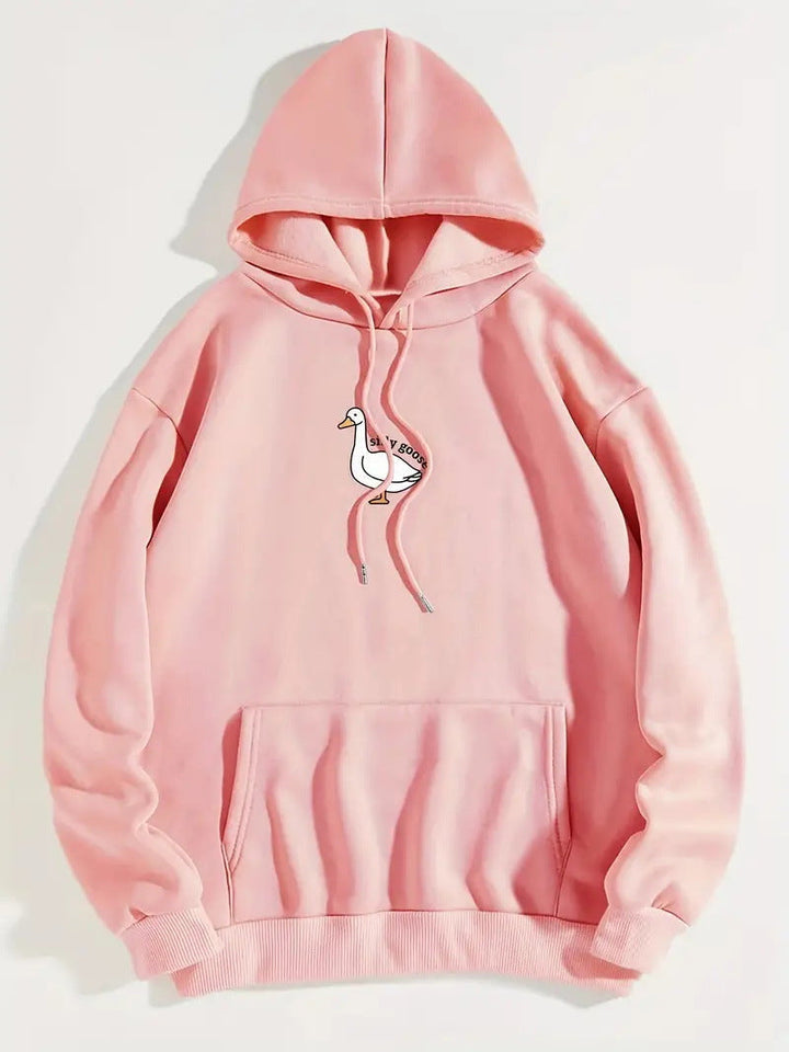 Sweat à capuche pour femmes avec un motif de canard créatif et intérieur en molleton doux