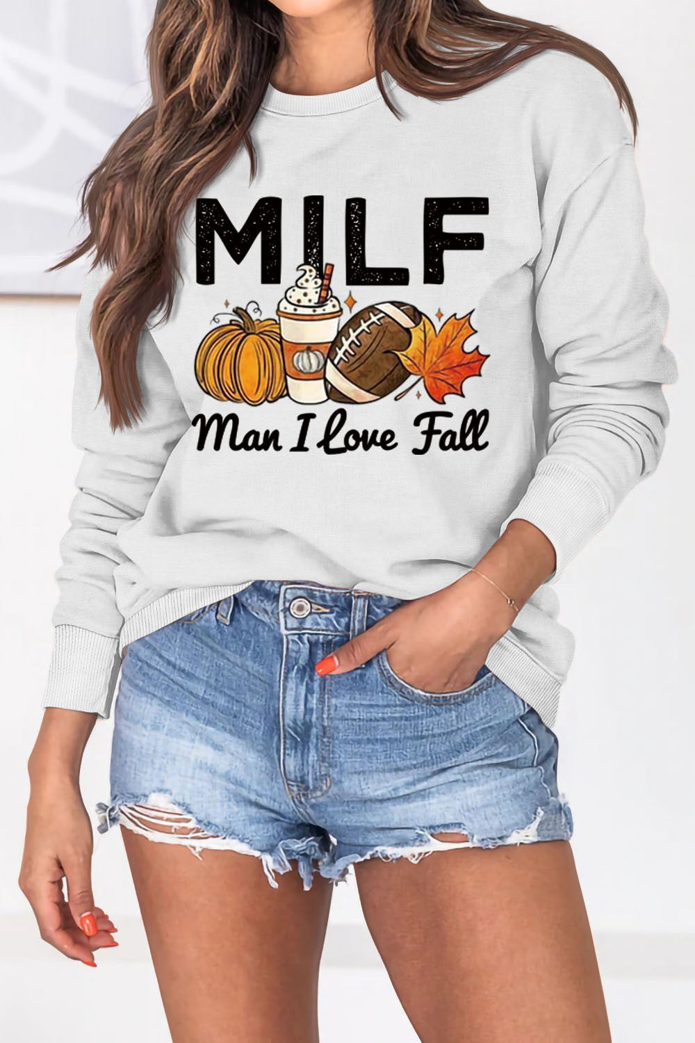 Sweat-shirt pour femmes avec motif automnal et inscription inspirante