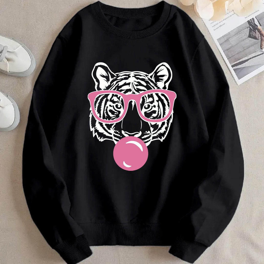 Sweat-shirt pour femmes avec un design créatif de tigre et une coupe décontractée