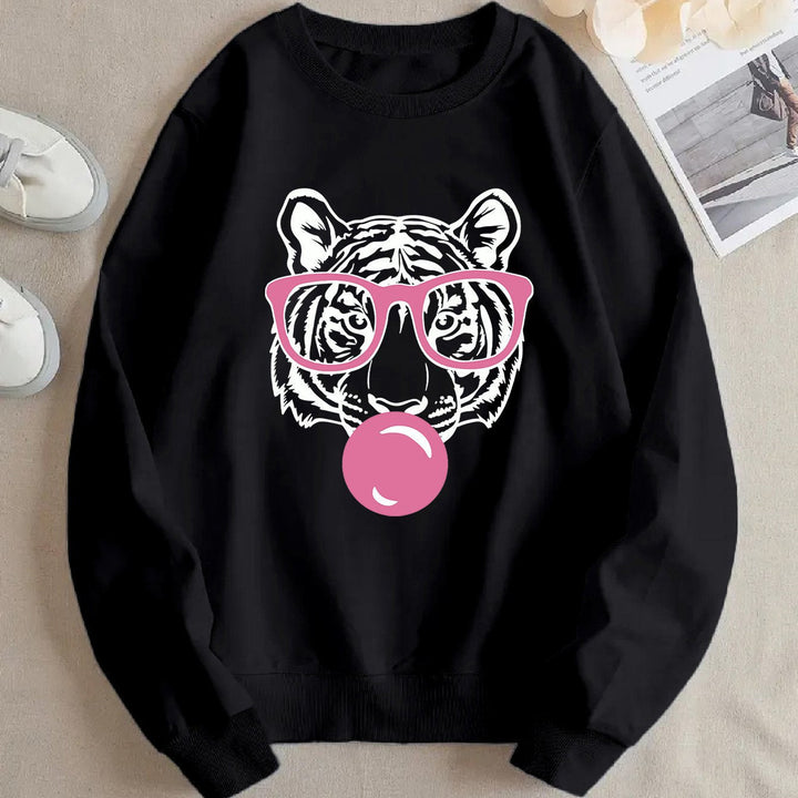 Sweat-shirt pour femmes avec un design créatif de tigre et une coupe décontractée