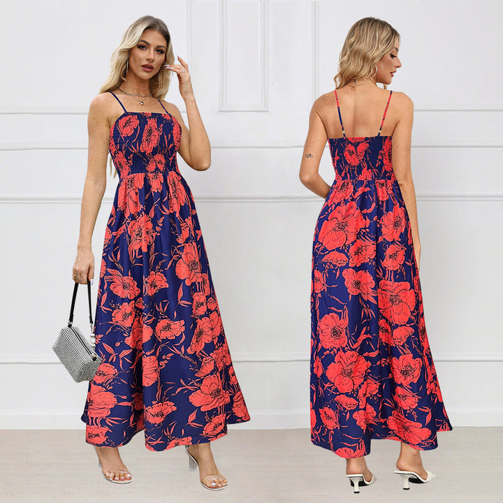 Emma - Robe maxi fleurie à bretelles spaghetti