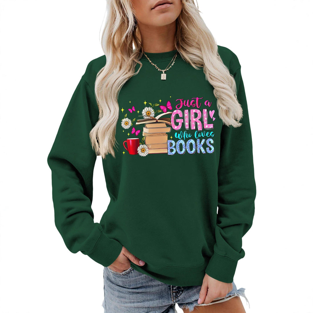 Sweatshirt pour femmes avec motif de livre accrocheur et coupe décontractée