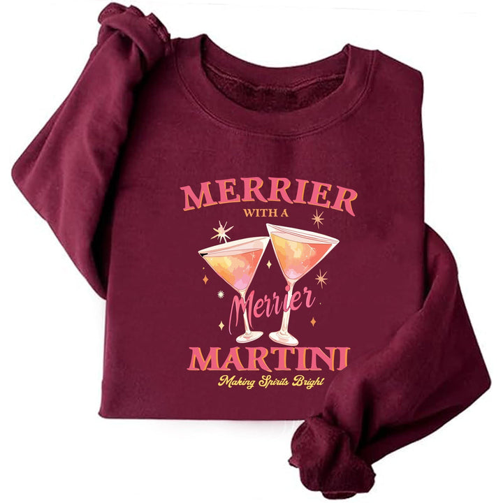 Sweatshirt pour femmes avec motif cocktail créatif et coupe décontractée